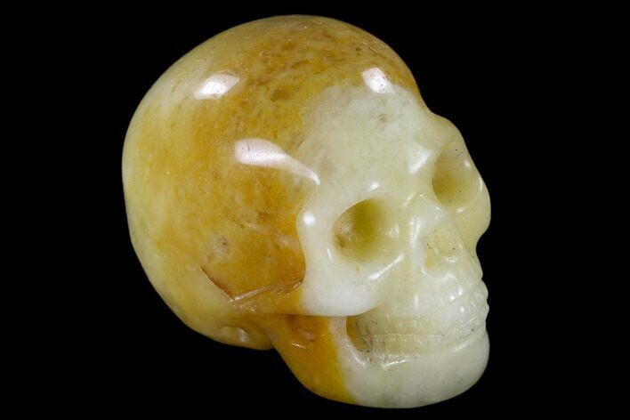 Realistic, Polished Yellow and White Aventurine Skull #116819